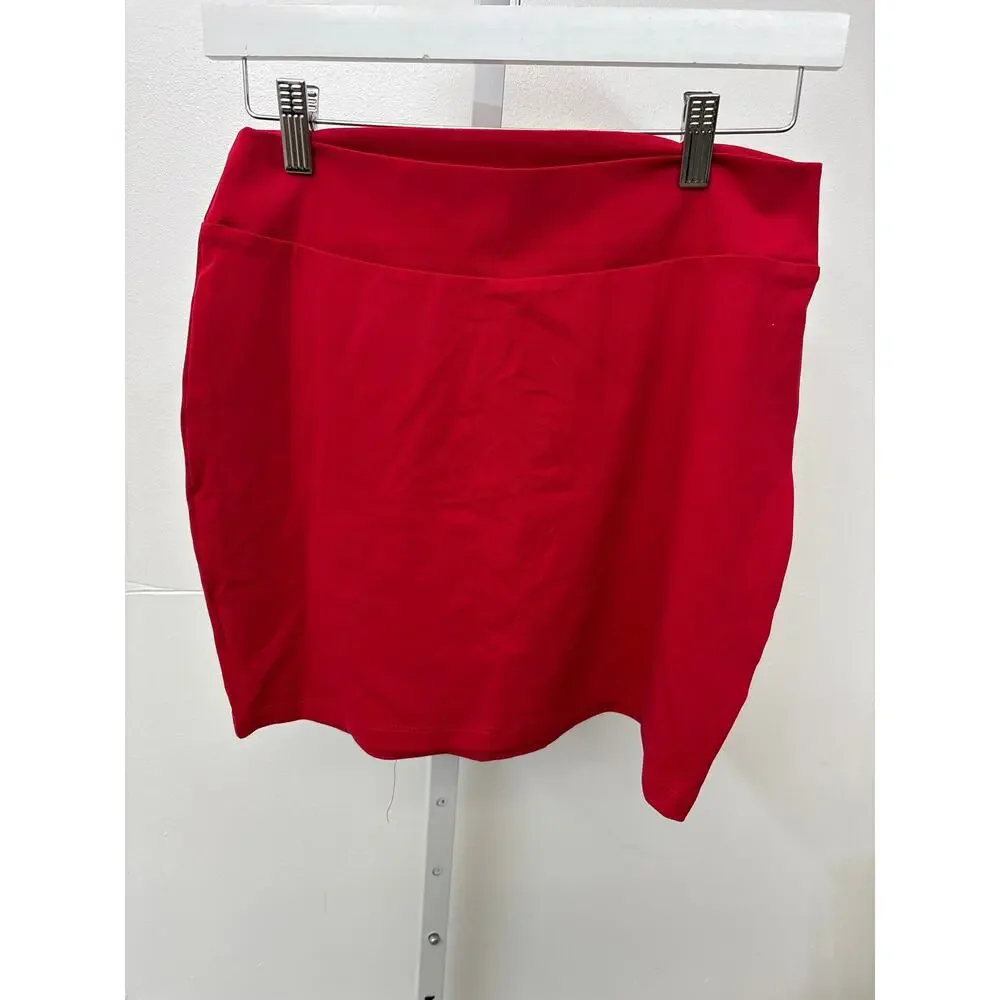 NWT Susana Monaco Sz Medium Solid Perfect Red Pull-On Slim Sexy Mini Skirt